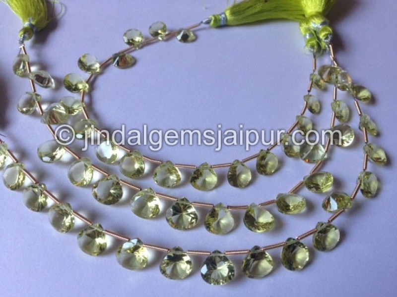 Lemon Quartz Concave Heart Shape Beads